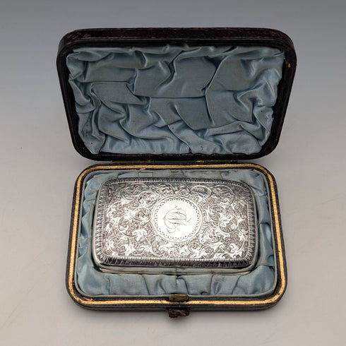 1880年 英国アンティーク 純銀製 シガレットケース 51g ケース入 Hilliard&Thomason